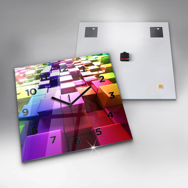 Horloge murale carrée Cubes colorés