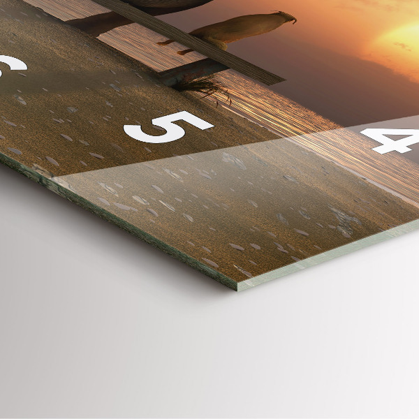 Horloge murale carrée Animaux et coucher de soleil