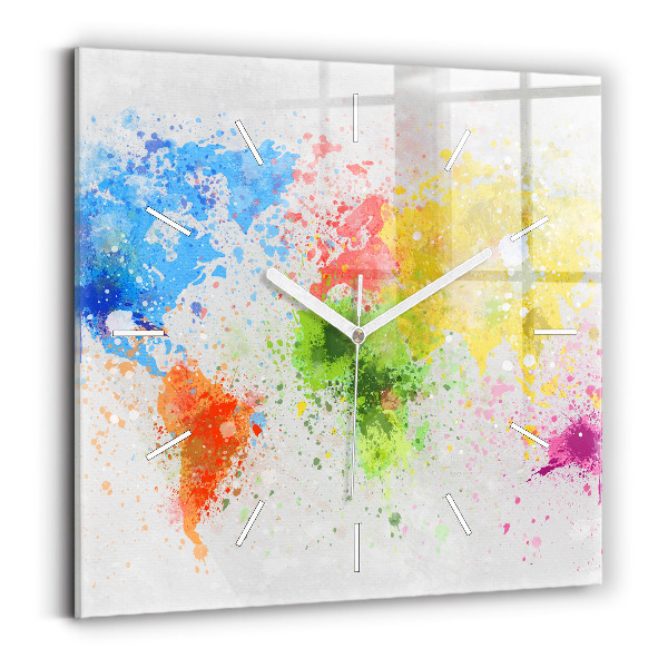 Horloge murale carrée Carte du monde sur papier
