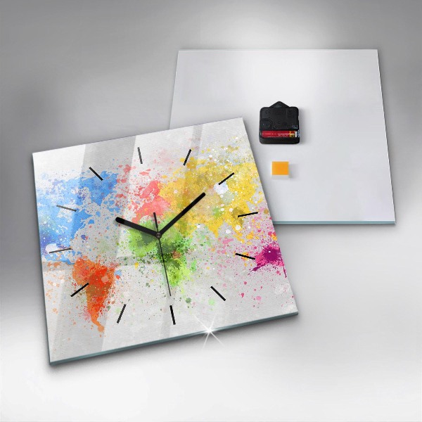 Horloge murale carrée Carte du monde sur papier