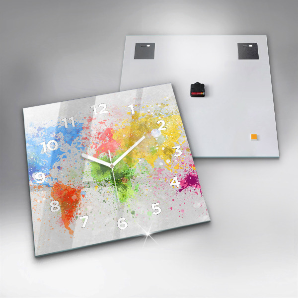 Horloge murale carrée Carte du monde sur papier