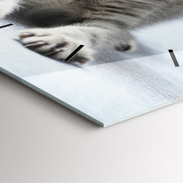 Horloge carrée en verre Chat sur le canapé