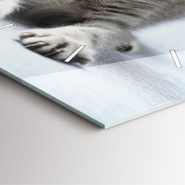 Horloge carrée en verre Chat sur le canapé