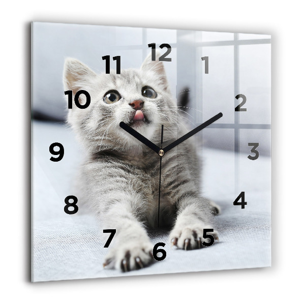 Horloge carrée en verre Chat sur le canapé