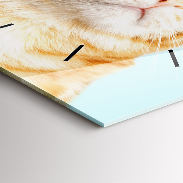 Pendule carrée en verre Chat drôle avec des lunettes