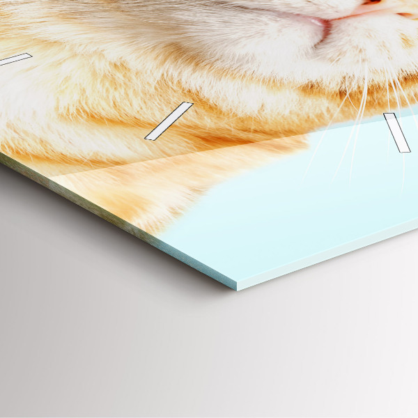 Pendule carrée en verre Chat drôle avec des lunettes