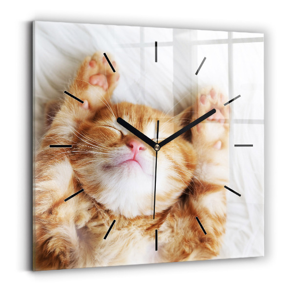 Horloge murale carrée Petit chaton endormi