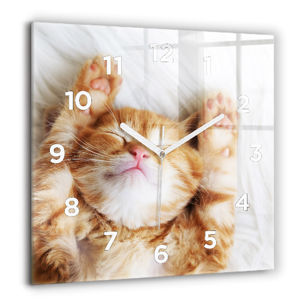 Horloge murale carrée Petit chaton endormi