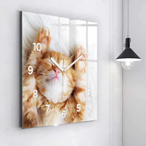 Horloge murale carrée Petit chaton endormi