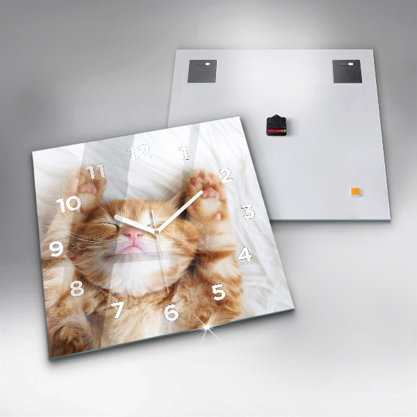 Horloge murale carrée Petit chaton endormi