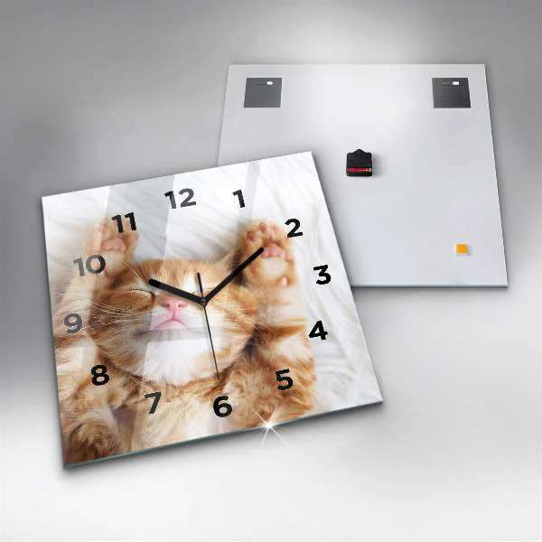 Horloge murale carrée Petit chaton endormi