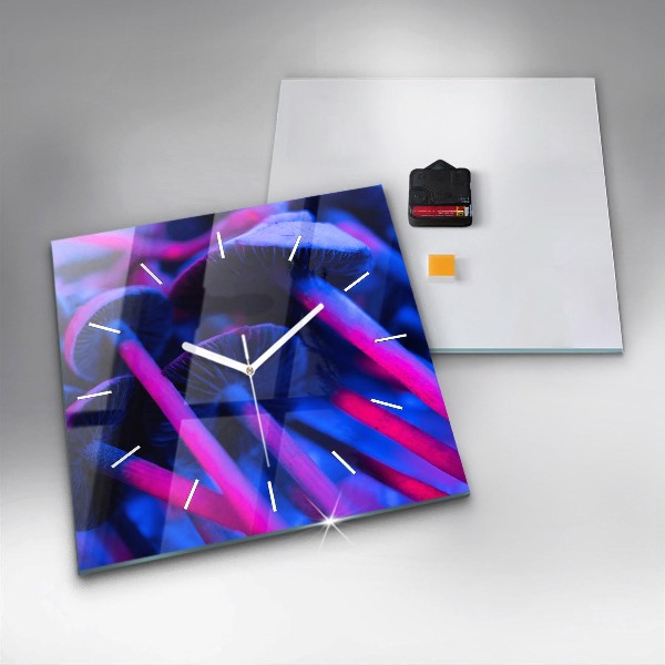 Horloge murale carrée Champignons magiques colorés