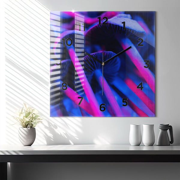 Horloge murale carrée Champignons magiques colorés