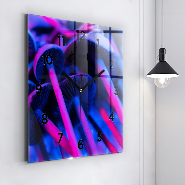 Horloge murale carrée Champignons magiques colorés