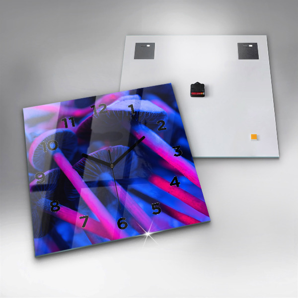 Horloge murale carrée Champignons magiques colorés