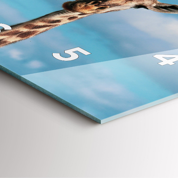 Horloge murale carrée Tête de girafe contre le ciel