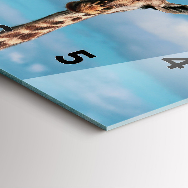 Horloge murale carrée Tête de girafe contre le ciel