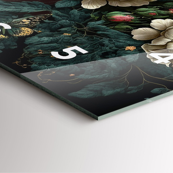 Horloge murale carrée Fleurs et papillons dorés