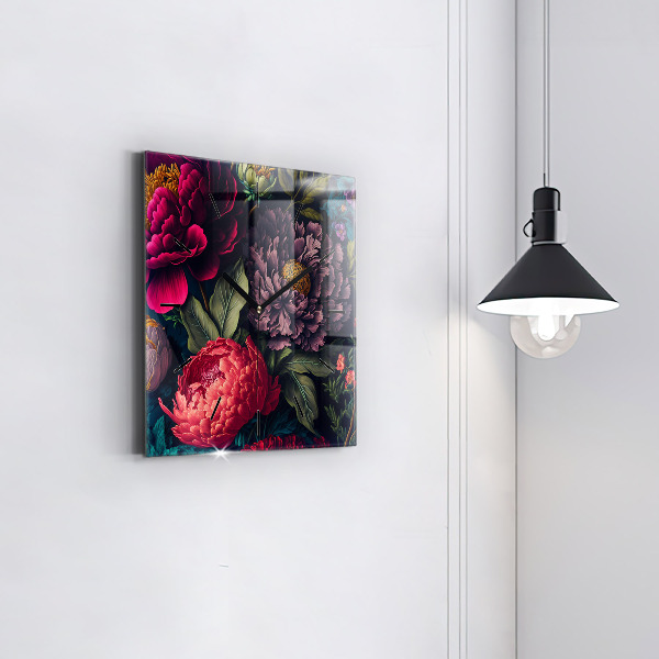 Horloge murale carrée Bouquet de fleurs vintage