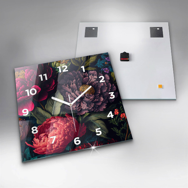 Horloge murale carrée Bouquet de fleurs vintage