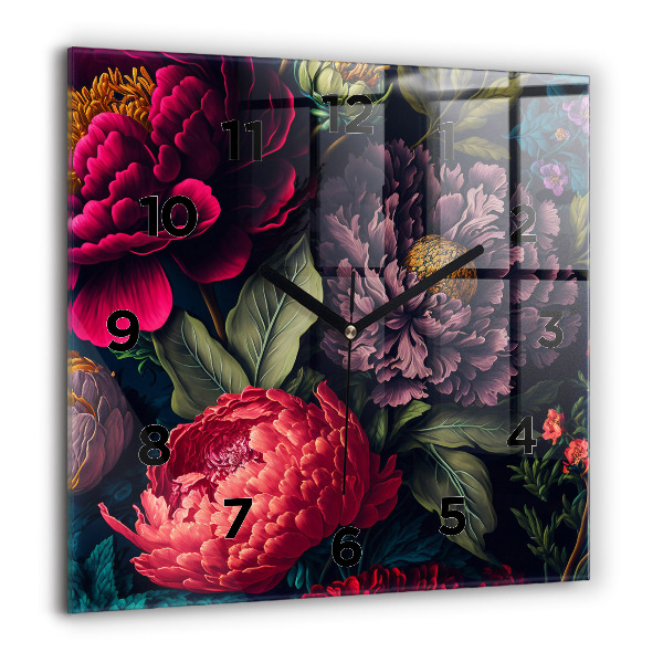 Horloge murale carrée Bouquet de fleurs vintage