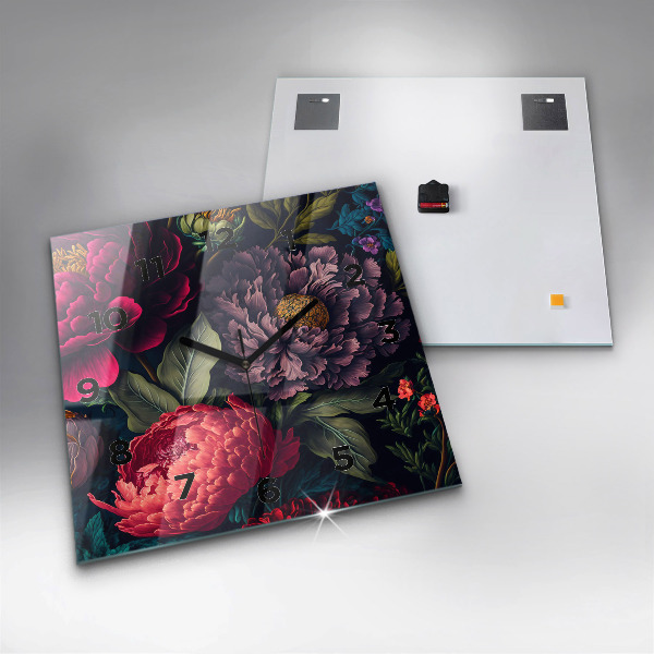 Horloge murale carrée Bouquet de fleurs vintage