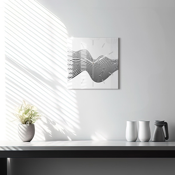 Horloge murale carrée Art en noir et blanc