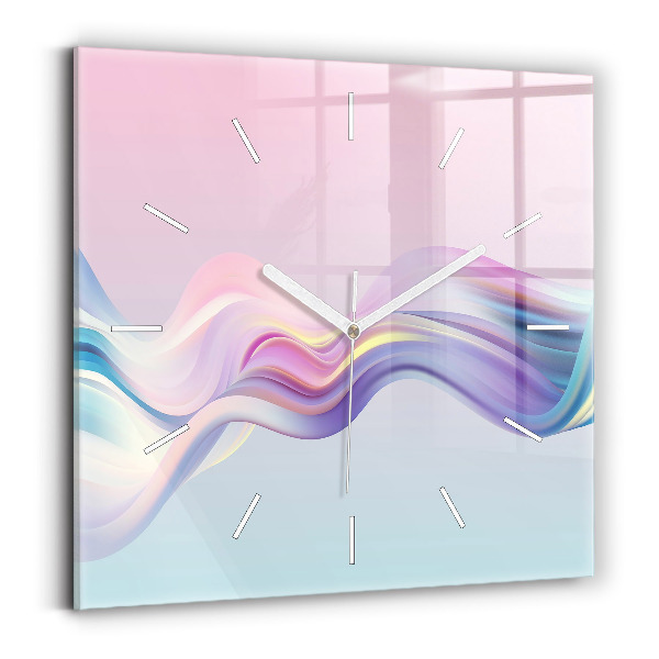 Horloge murale carrée Abstraction de vague pastel