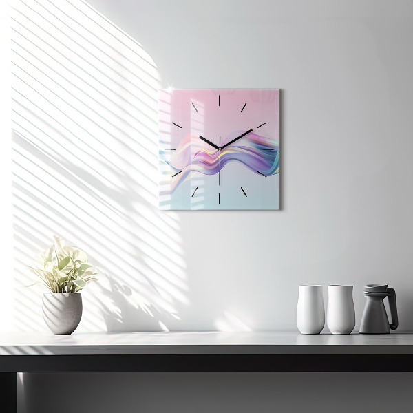 Horloge murale carrée Abstraction de vague pastel