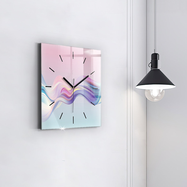 Horloge murale carrée Abstraction de vague pastel