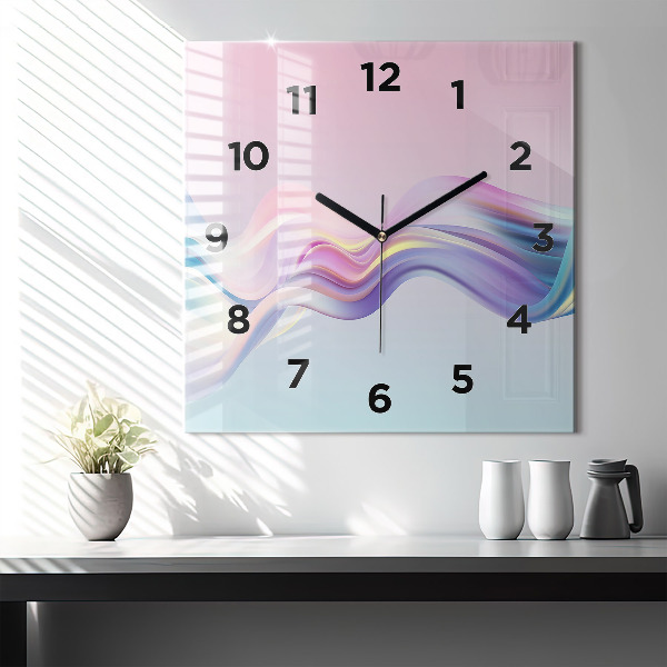 Horloge murale carrée Abstraction de vague pastel