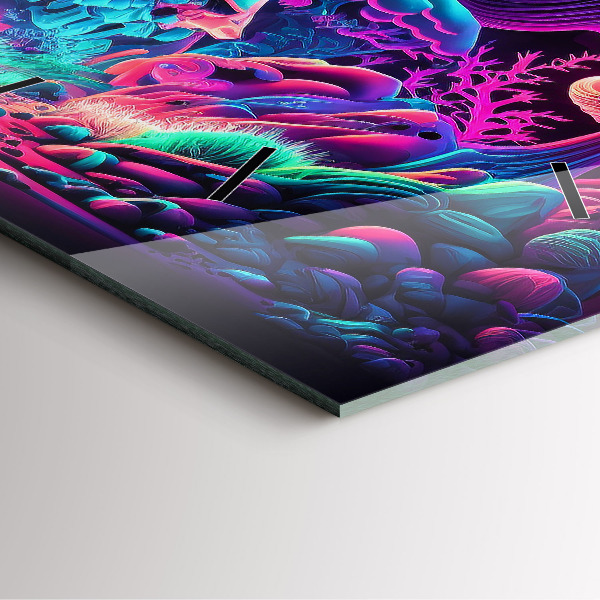 Horloge murale carrée Champignons néon