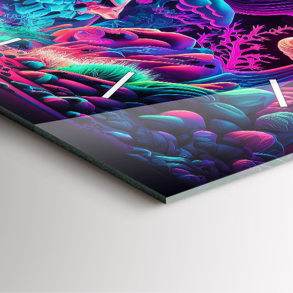 Horloge murale carrée Champignons néon