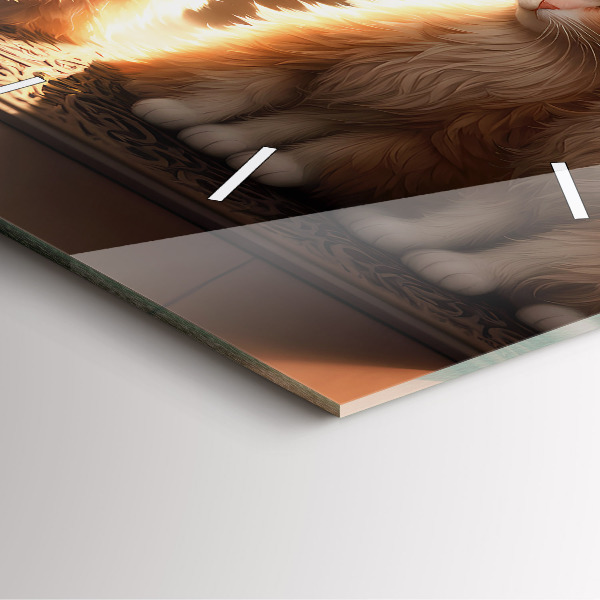 Horloge murale carrée Quatre chatons au soleil