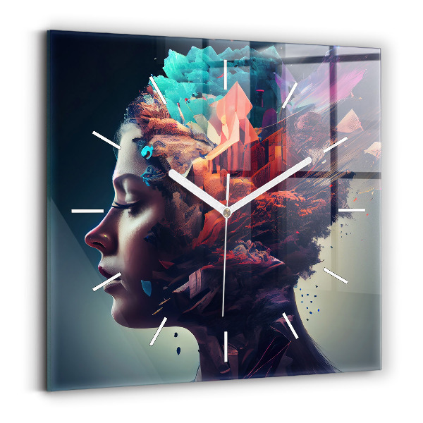 Horloge murale carrée Femme abstraite