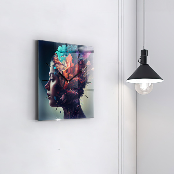 Horloge murale carrée Femme abstraite