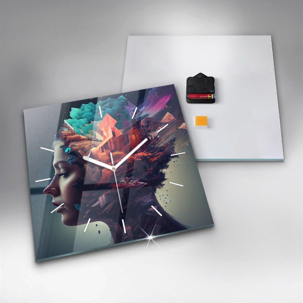 Horloge murale carrée Femme abstraite