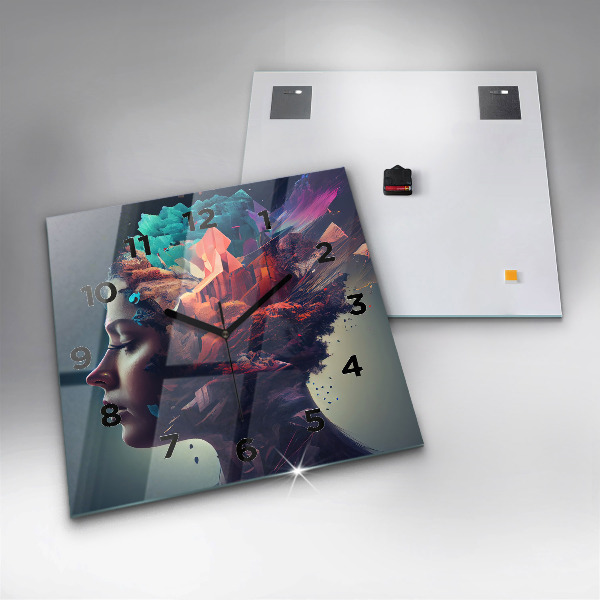 Horloge murale carrée Femme abstraite