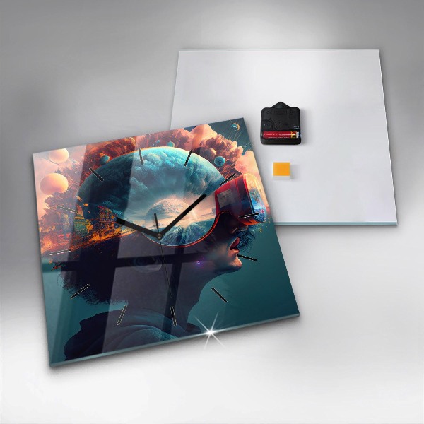 Horloge murale carrée Monde futuriste