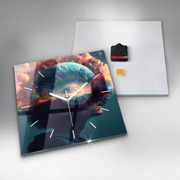 Horloge murale carrée Monde futuriste