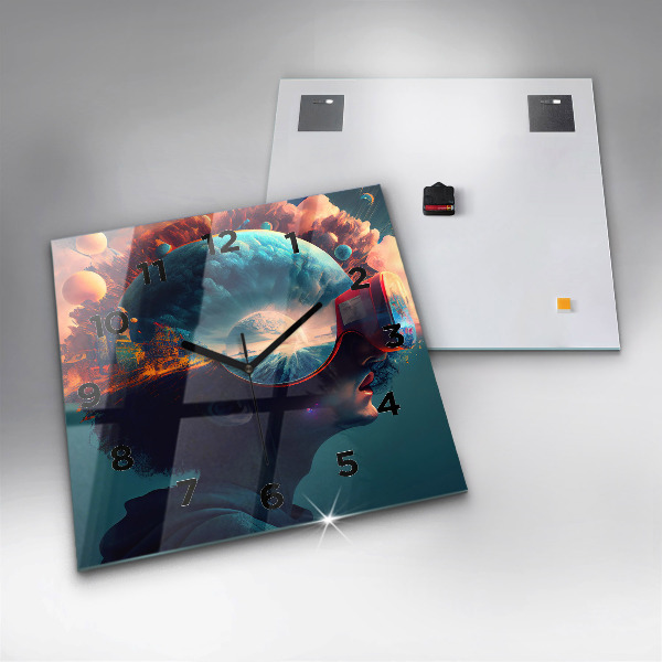 Horloge murale carrée Monde futuriste