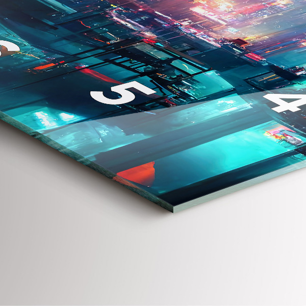 Horloge murale carrée Ville de style cyberpunk