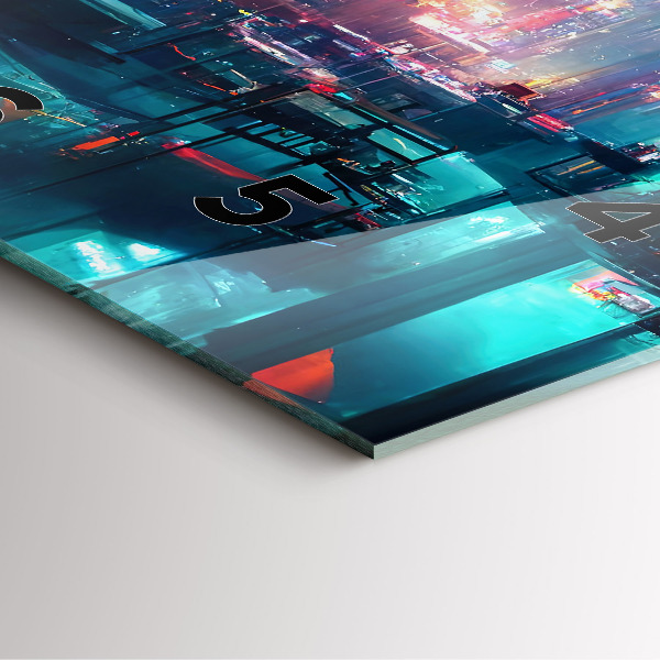 Horloge murale carrée Ville de style cyberpunk