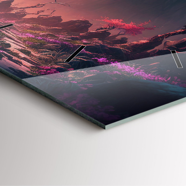 Horloge murale carrée Forêt et montagnes magiques