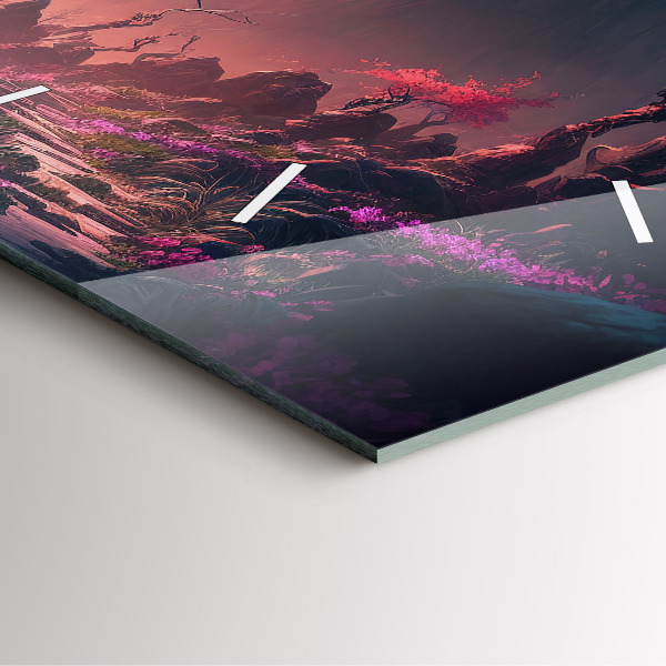 Horloge murale carrée Forêt et montagnes magiques