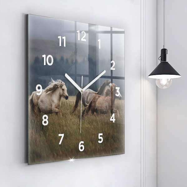 Horloge murale carrée Chevaux au galop