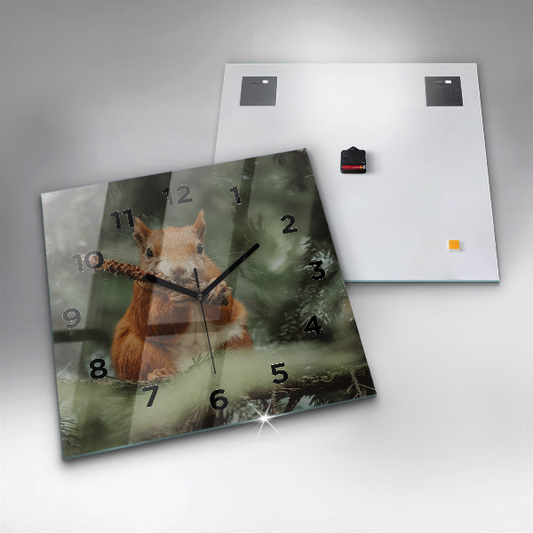 Horloge murale carrée 'L''écureuil et la nature sauvage'