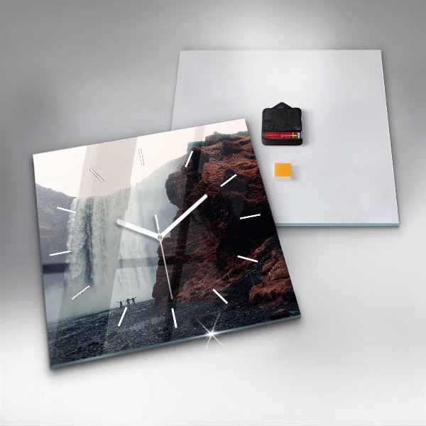Horloge murale carrée Paysage de cascades en Islande