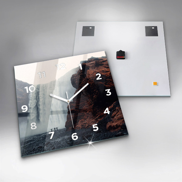 Horloge murale carrée Paysage de cascades en Islande