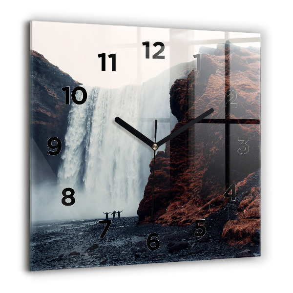 Horloge murale carrée Paysage de cascades en Islande